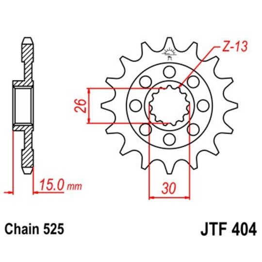 Reťazové koliečko JT JTF 404-15 15T, 525