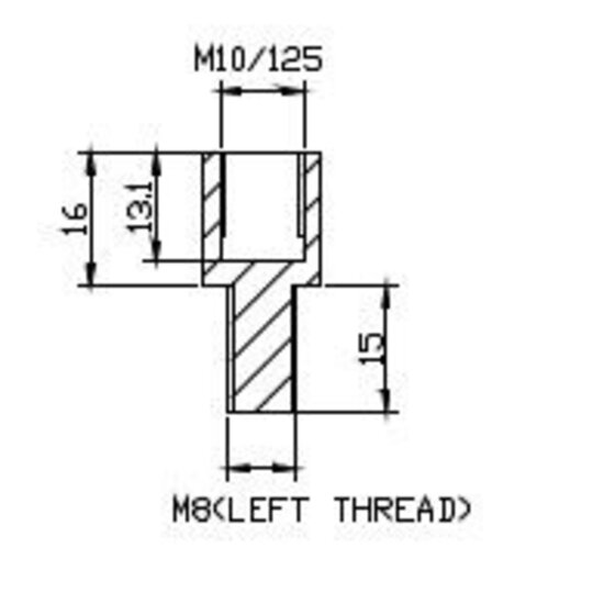 Zrkadlový adaptér PUIG ADAPTER REAR MIRROR HI-TECH M10 TO M8 LEFT THREAD 9579N čierna na riadidlá