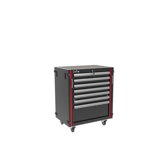 Integrovaný vozík so 7 zásuvkami pod stolom LV8 EQM7K.7605 s drevenou pracovnou doskou odolnou voči oleju čierna