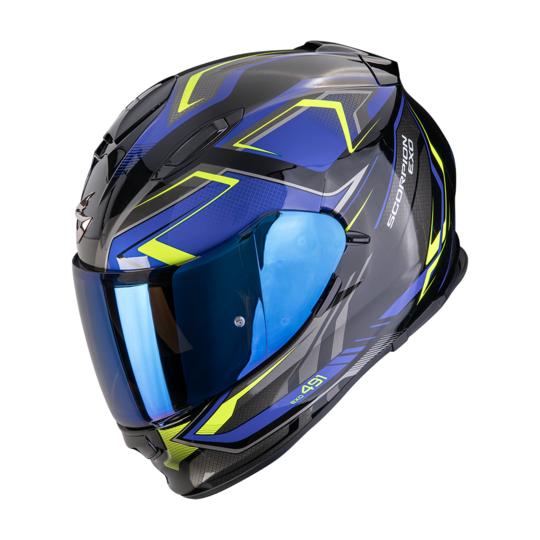 Scorpion prilba exo-491 - zumo / black-blue-neon yellow - A_scorpionEXO491_ZUMO_BlaBluNeoYel_getstung