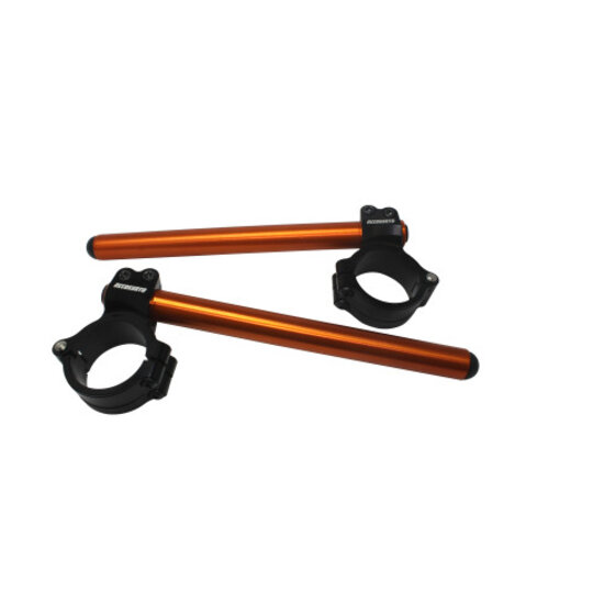 Aluminium-forged clip-ons ACCOSSATO with metal clamp composed of 2 half-rings 10 degrees inclination, orange