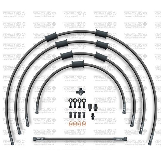 ŠTANDART -predok -sada Venhill POWERHOSEPLUS SUZ-10002FB-BK (5 hadíc v sade) čierna hadica,čierne koncovky