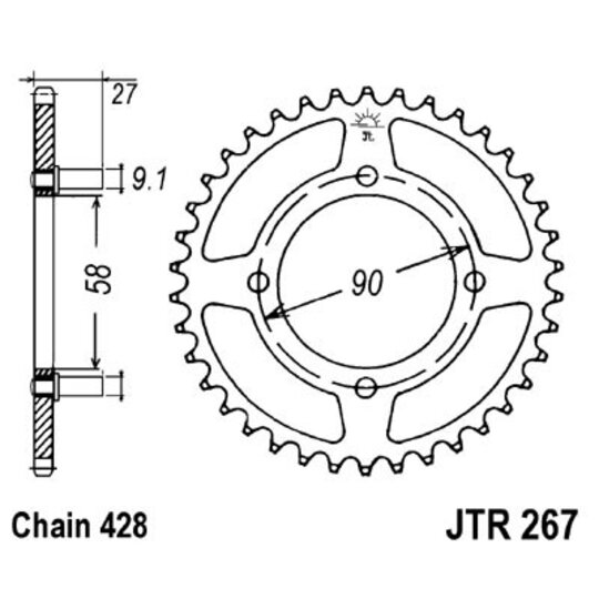 Reťazová rozeta JT JTR 267-39 39T, 428