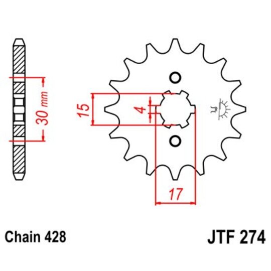 Reťazové koliečko JT JTF 274-14 14T, 428