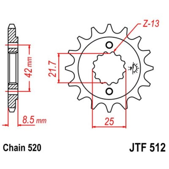 Reťazové koliečko JT JTF 512-14 14T, 520