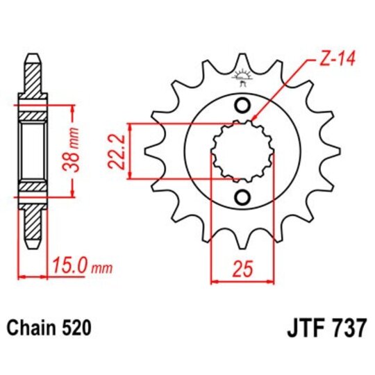 Reťazové koliečko JT JTF 737-14 14T, 520