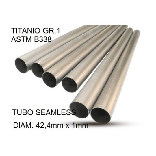 Titanium seamless Gr.1 TUBE AISI Tig GPR TU.T.6 Brushed Stainless steel L.100cm D.42.4mm x 1mm