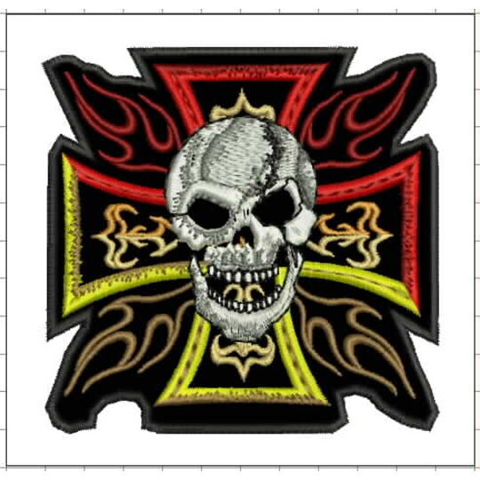 Nášivka kríž s plameňmi M20 malá