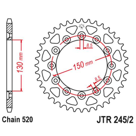 Reťazová rozeta JT JTR 245/2-44 44T, 520