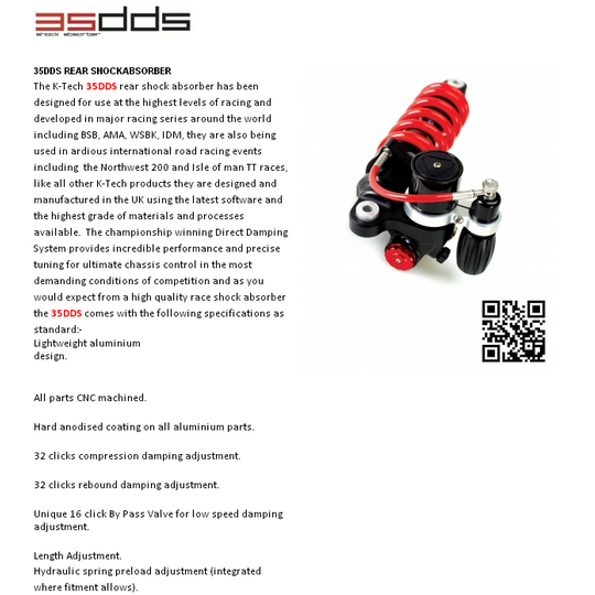 Racing shock absorber 35DDS features