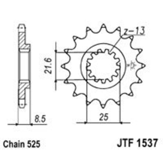 Reťazové koliečko JT JTF 1537-17RB 17T, 525 pogumované