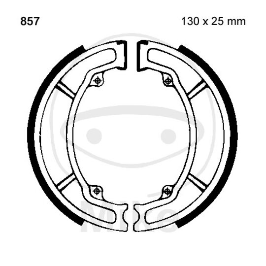 Brzdové čeľuste -sada EBC 857 neobsahuje  pružiny