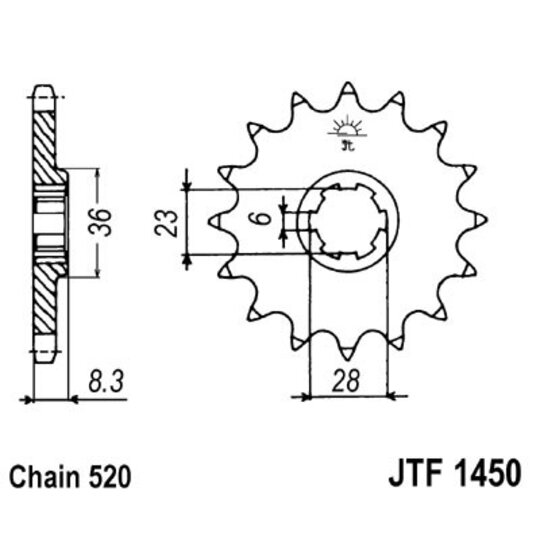 Reťazové koliečko JT JTF 1450-14 14T, 520