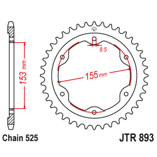 Reťazová rozeta JT JTR 893-38ZBK 38T, 525 Čierny zinok