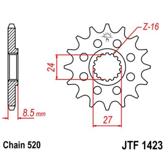 Reťazové koliečko JT JTF 1423-16 16T, 520