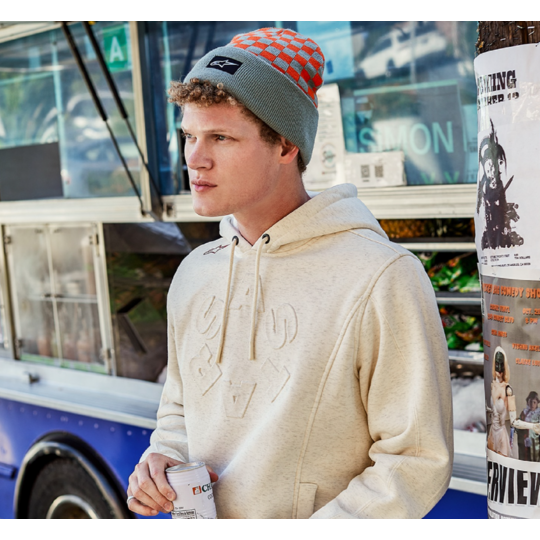 Alpinestars - čiapka checkered cuff beanie / green-orange - beanie-alpine-checkered-green-orange-2