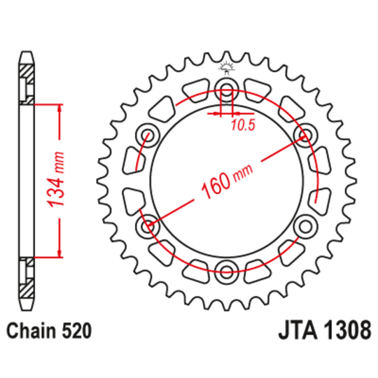 Hliníková reťazová rozeta JT JTA 1308-46BLK 46T, 520 čierna