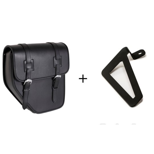 Kožená sedlová brašňa CUSTOMACCES IBIZA APM001N čierna správne, s univerzálnou podporou