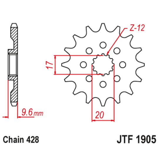 Reťazové koliečko JT JTF 1905-14 14T, 428