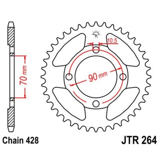 Reťazová rozeta JT JTR 264-45 45T, 428