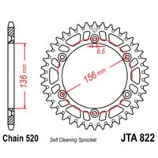 Hliníková reťazová rozeta JT JTA 822-53 53T, 520