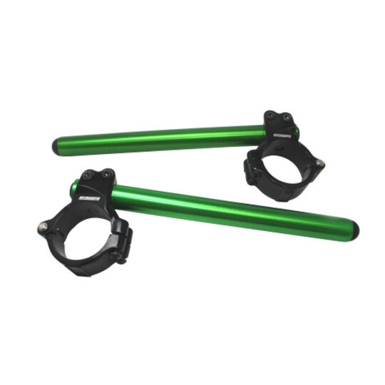 Aluminium-forged clip-ons ACCOSSATO with metal clamp composed of 2 half-rings 10 degrees inclination, green