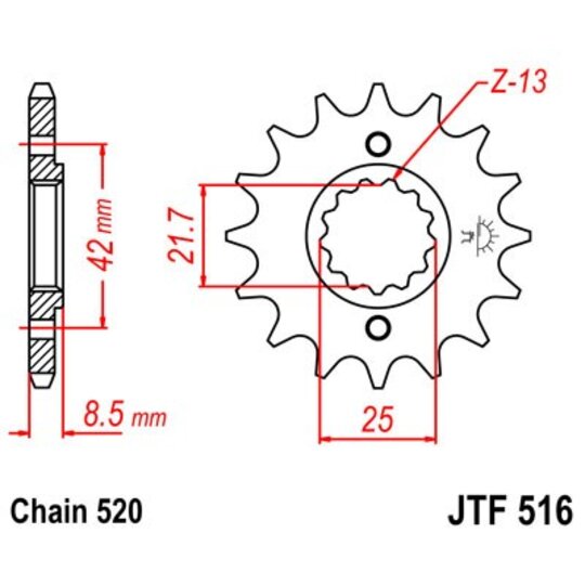 Reťazové koliečko JT JTF 516-13 13T, 520
