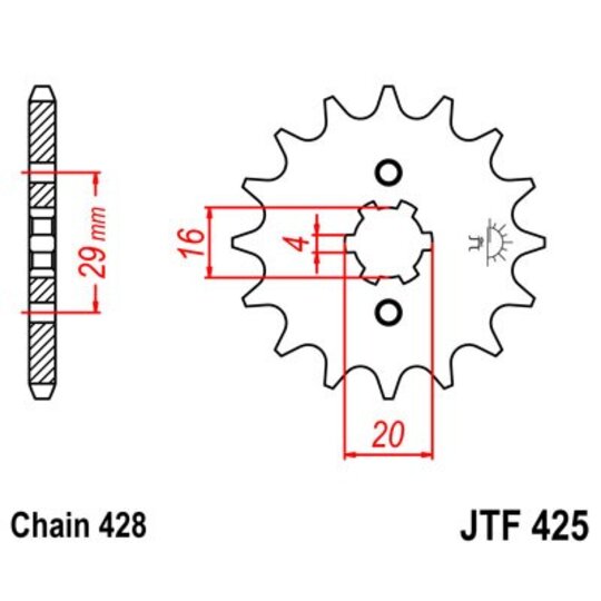Reťazové koliečko JT JTF 425-16 16T, 428
