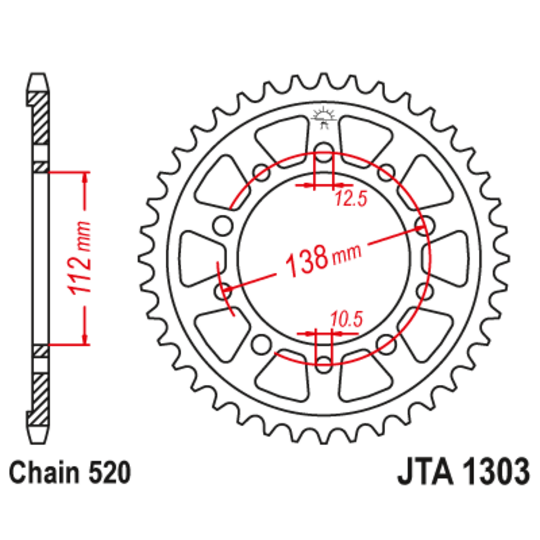 Hliníková reťazová rozeta JT JTA 1303-48BLK 48T, 520 čierna