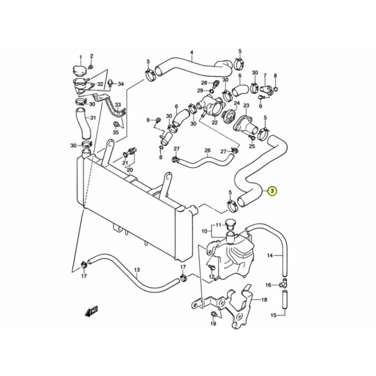 Oem suzuki - hadica na vodu 1785117g00 - Explodovaný diagram chladiaceho systému Suzuki