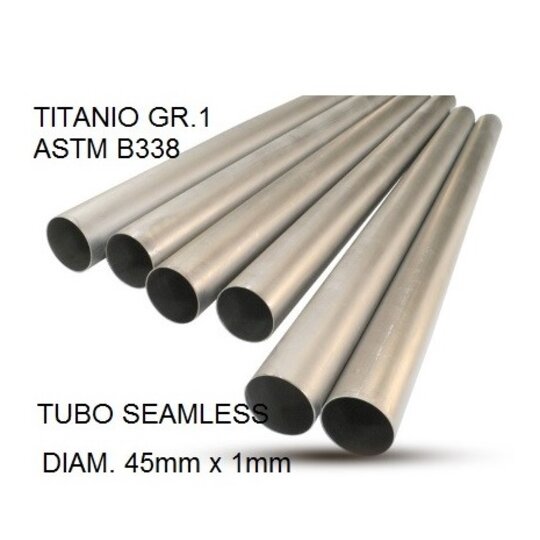 Titanium seamless Gr.1 TUBE AISI Tig GPR TU.T.3 Brushed Stainless steel L.100cm D.45mm x 1mm