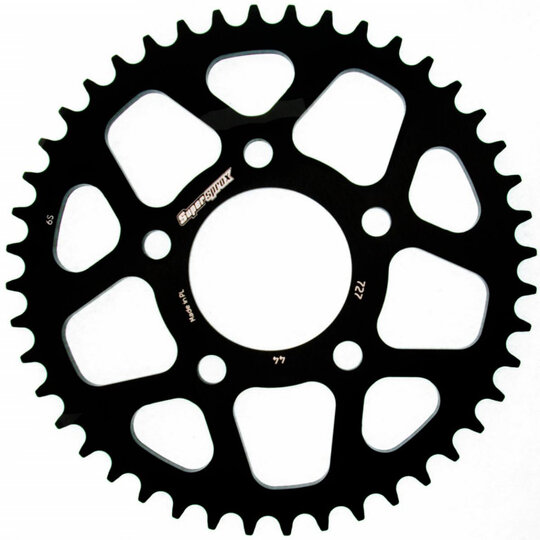 Hliníková reťazová rozeta SUPERSPROX RAL-727:44-BLK čierna 44T, 525