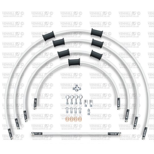 ŠTANDART -predok -sada Venhill POWERHOSEPLUS SUZ-4005FS-WT (5 hadíc v sade) biele hadice, nerezové koncovky