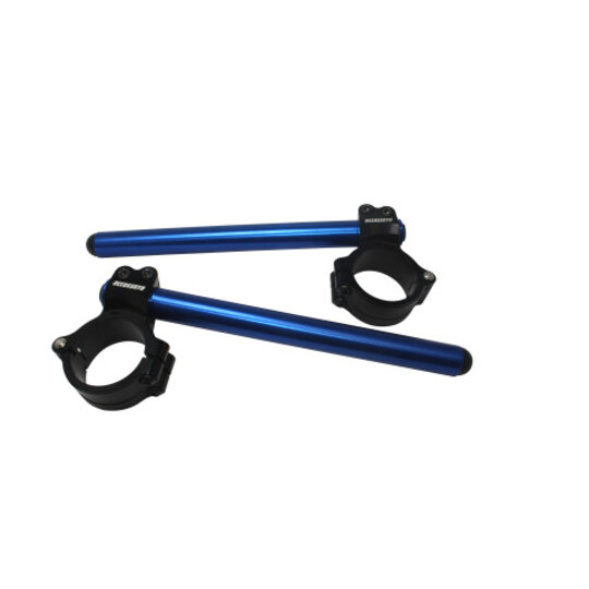 Aluminium-forged clip-ons ACCOSSATO with metal clamp composed of 2 half-rings 10 degrees inclination, blue