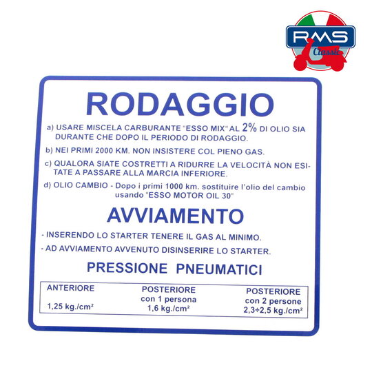 Štítok RMS 142721070 modrá "Rodaggio"