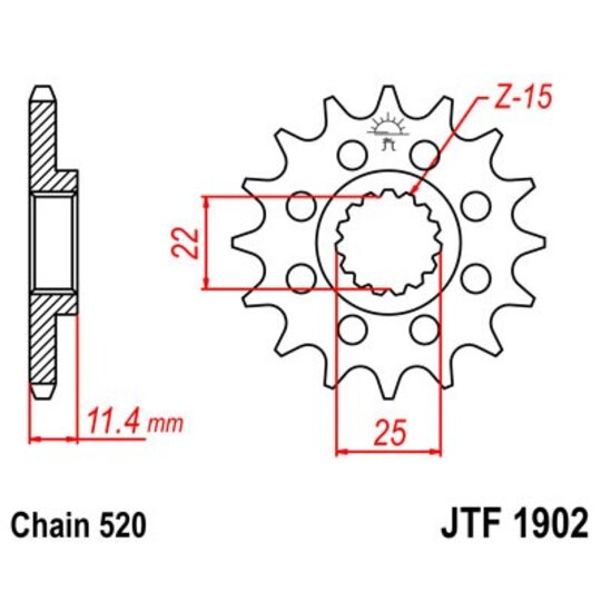 Reťazové koliečko JT JTF 1902-17RB 17T, 520 pogumované
