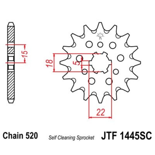 Reťazové koliečko JT JTF 1445-12SC 12T, 520 Samočistiace ľahké