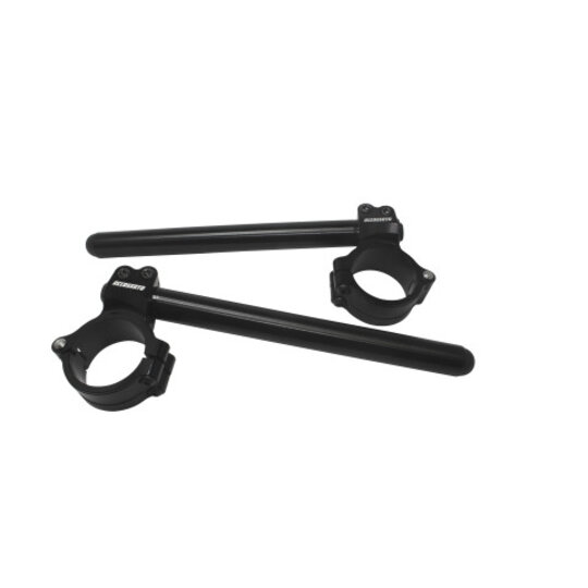Aluminium-forged clip-ons ACCOSSATO with metal clamp composed of 2 half-rings 10 degrees inclination, black