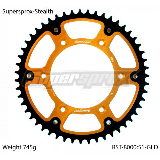 Reťazová rozeta SUPERSPROX STEALTH RST-8000:51-GLD zlatá 51T, 520