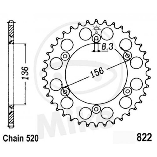 Reťazová rozeta JT JTR 822-45 45T, 520