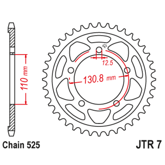 Reťazová rozeta JT JTR 7-44ZBK 44T, 525 čierny zinok