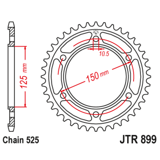 Reťazová rozeta JT JTR 899-42ZBK 42T, 525 čierny zinok