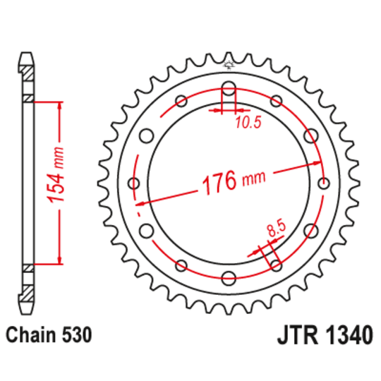Reťazová rozeta JT JTR 1340-44ZBK 44T, 530 čierny zinok
