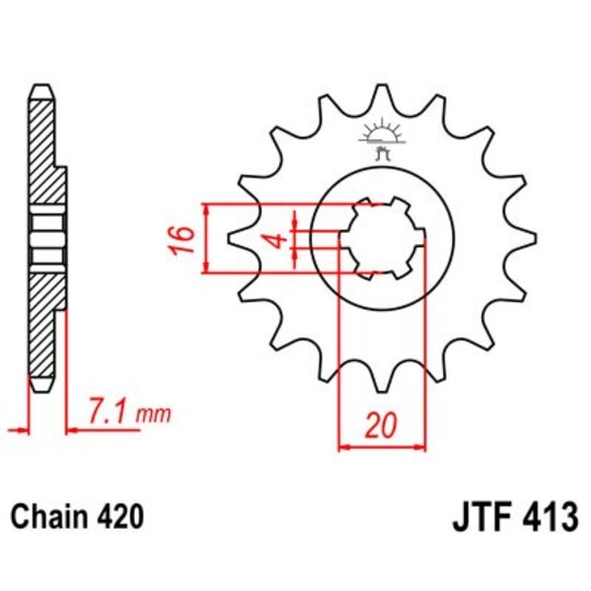 Reťazové koliečko JT JTF 413-13 13T, 420