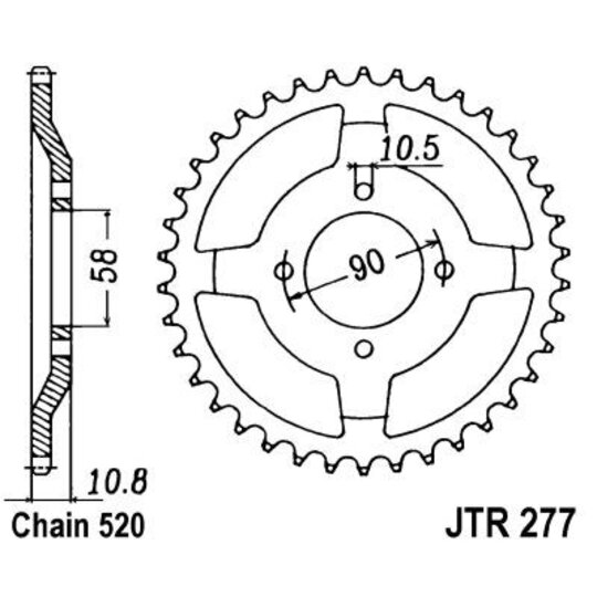 Reťazová rozeta JT JTR 277-45 45T, 520