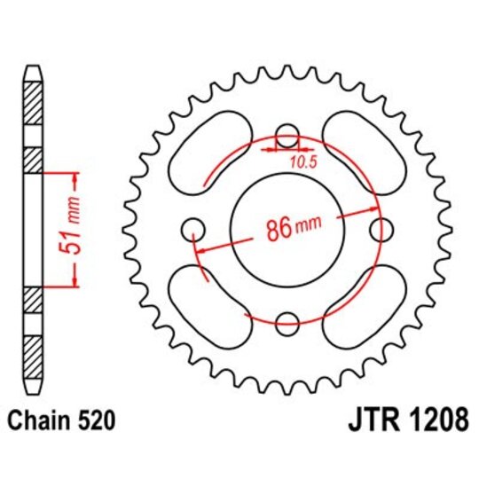 Reťazová rozeta JT JTR 1208-44 44T, 520