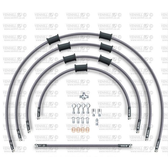 ŠTANDART -predok -sada Venhill POWERHOSEPLUS SUZ-10001F (5 hadíc v sade) Priehľadné hadice, chrómové koncovky