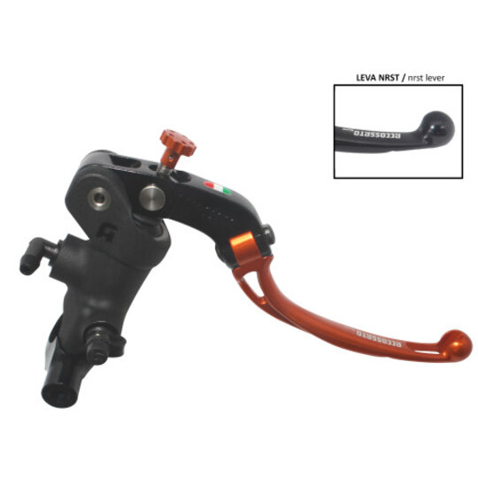 Radial brake master cylinder ACCOSSATO 19 x 19 with folding lever,orange
