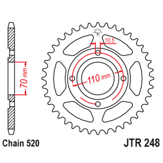 Reťazová rozeta JT JTR 248-44 44T, 520