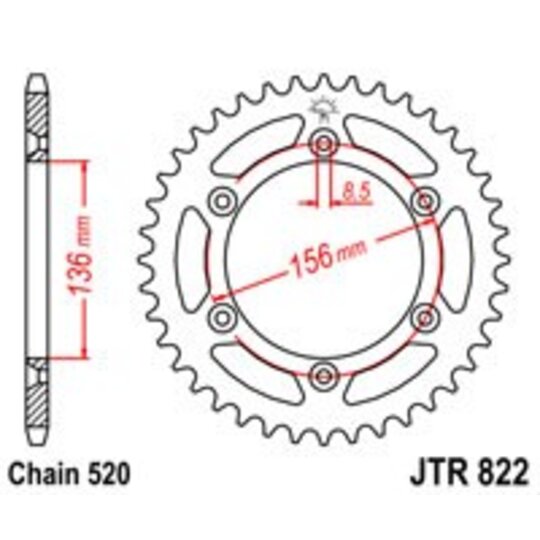 Reťazová rozeta JT JTR 822-53 53T, 520